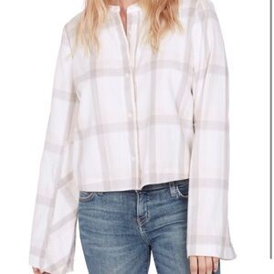 10 CROSBY DEREK LAM Cropped Pink Plaid Shirt